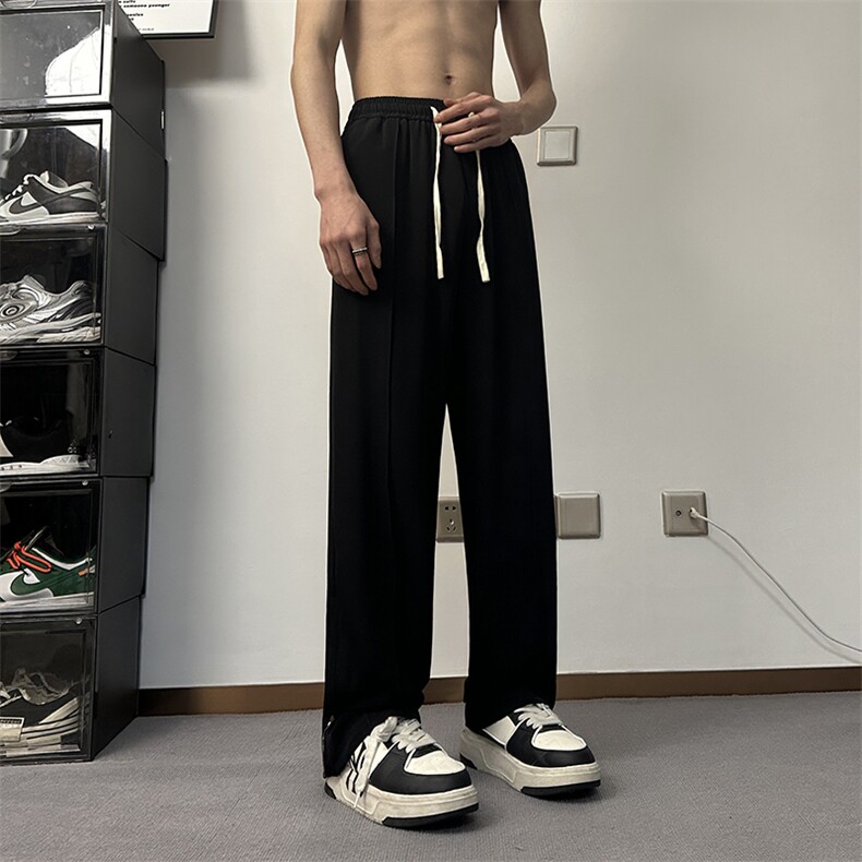 西裤男春夏季潮流痞帅舒适百搭设计感抽绳微喇休闲裤XK301-P50图片
