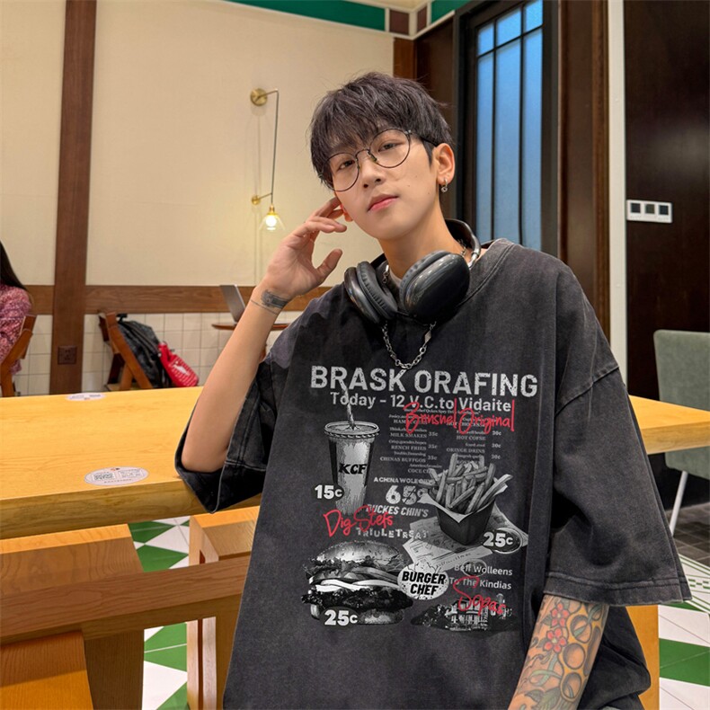 直播品质240克重磅水洗做旧短袖t恤男女SDX235-特P25控48,男装T恤,电商B367
