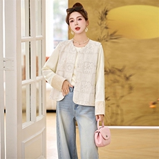 新中式国风马蕾丝甲外套女2025春季新款钉珠刺绣亮片宽松显瘦上衣，女装马甲，采品优优