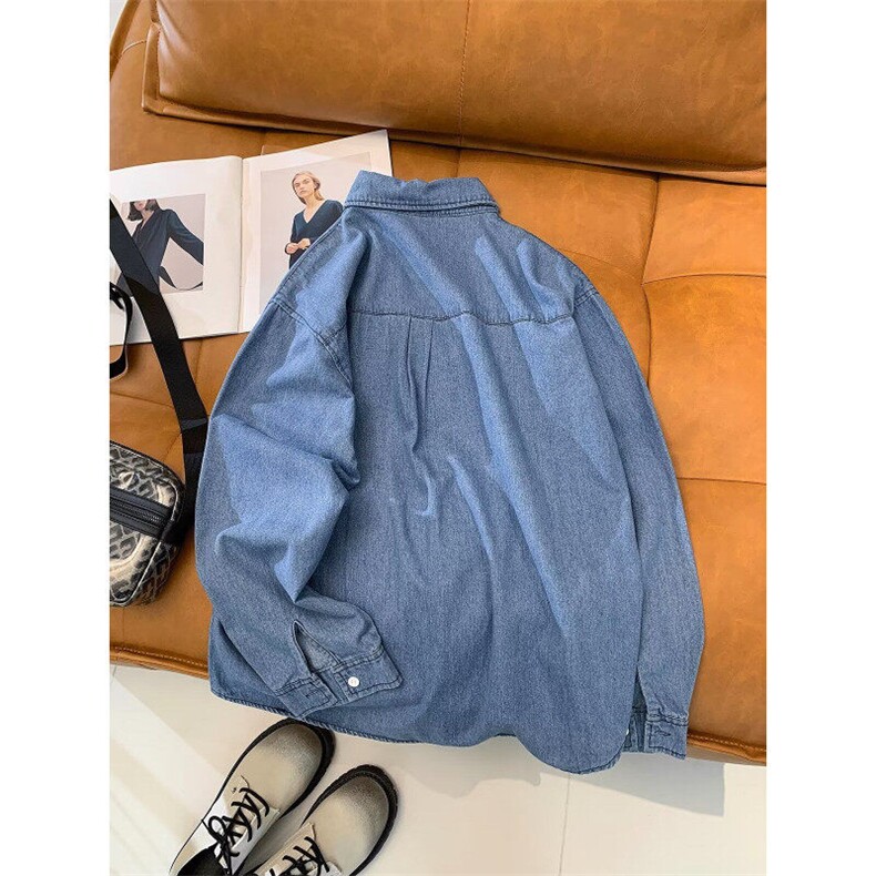 现货复古水洗衬衣宽松设计感休闲长袖情侣牛仔衬衫FCY3066-p48,男装衬衫,星座1008