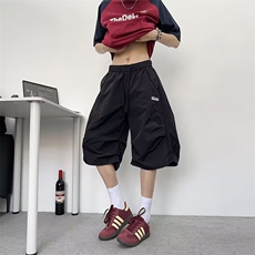 FOFWMODE美式冰丝速干多巴胺短裤男百搭宽松休闲刺绣七分沙滩裤，男装牛仔裤，四季星座505