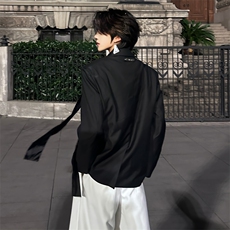 (图）高品质2025春季新款高级感垫肩西服(配丝带）2011-P110，男装西服，星座910-5