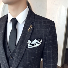 小格子西服套装三件套礼服西服商务礼服修身SJT-X13-P280，男装西服，星座1012