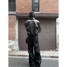 美式复古短款垫肩皮衣外套男春秋季高级感休闲宽松皮夹克JK770，男装夹克，星座208-5