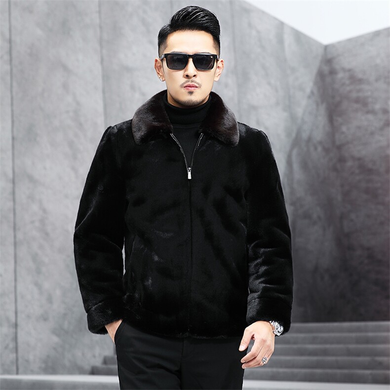 GBN8602冬季新款男士金貂绒外套短款翻领夹克仿貂绒男装P180图片
