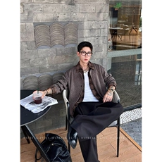 美式复古潮牌假两件拼接衬衫男春秋季高级感cleanfit针织开衫外套，男装衬衫，星座506A