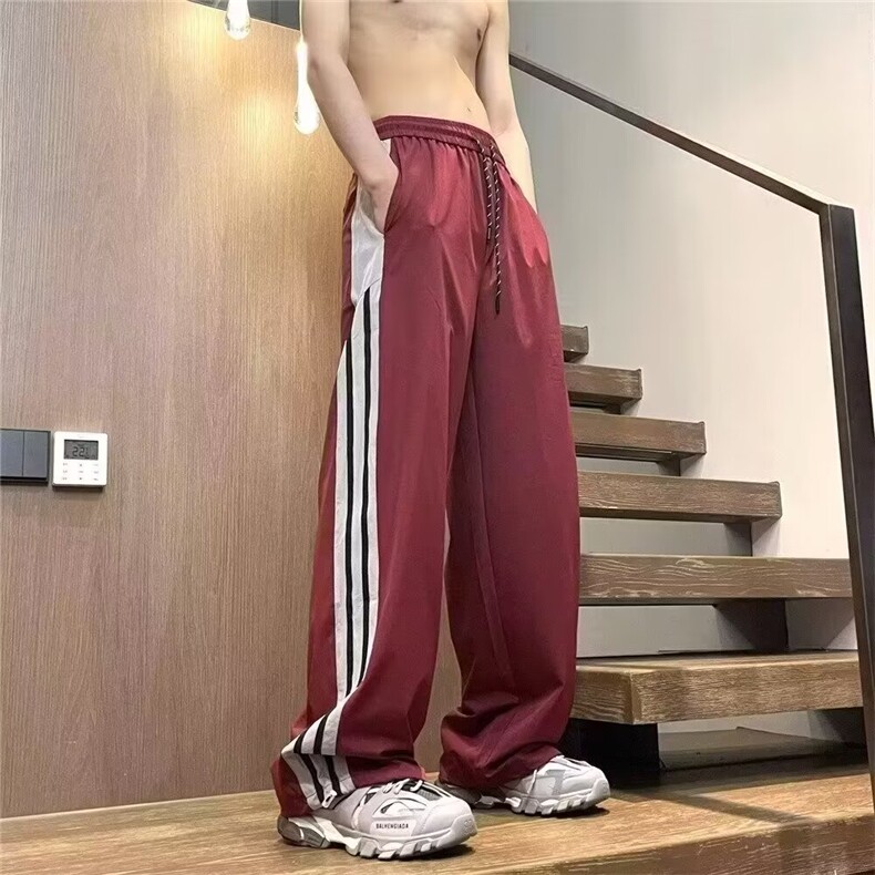 1506/QC1620/P30春秋新款美式测边条纹休闲长裤抽绳宽松运动裤，女装休闲裤，星座1506