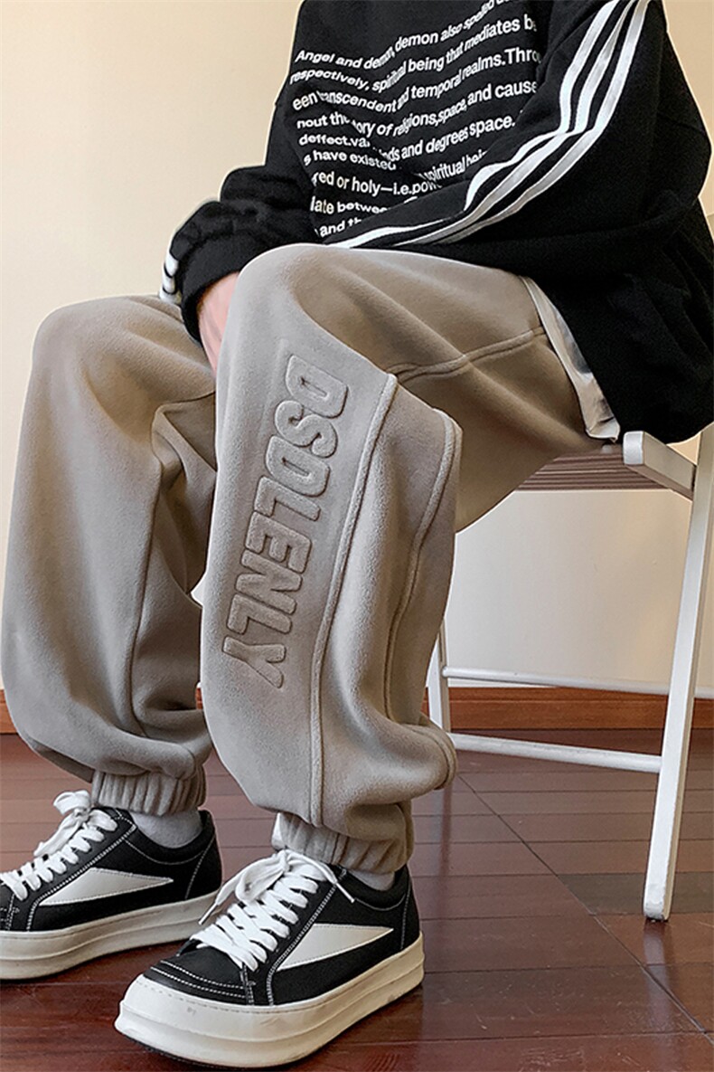 抖音品质大码男裤重磅双面奥粒绒加绒加厚束脚休闲裤M-5XL特P45,男装卫衣,电商B325