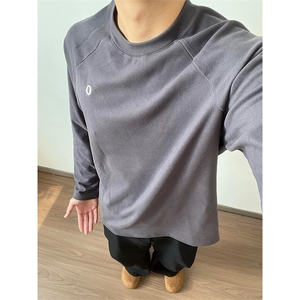 高品 秋冬双面德绒轻量保暖插肩袖磨毛打底长袖T恤男女 A1152-P40图片