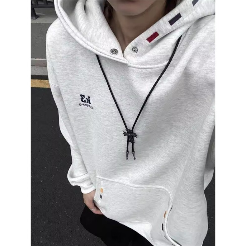 白花灰色重工刺绣卫衣男廓形连帽衫青岛即墨外套WJ07，女装短外套，星座1116A（原606A-3）