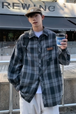 复古格子长袖衬衫美式大码休闲潮流外套内搭C2168-P32【特价】，男装衬衫，电商A007