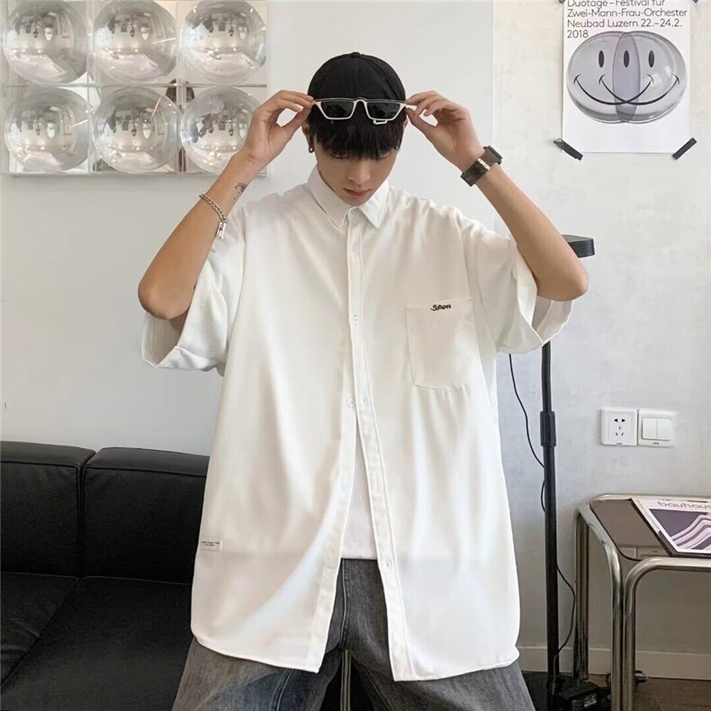 2025夏新款休闲短袖衬衫男宽松半袖男士衬衣CC840,男装T恤,星座1108