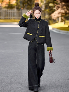 轻薄羽绒服女2024冬季新款小个子新中式国风短款独特漂亮黑色外套图片