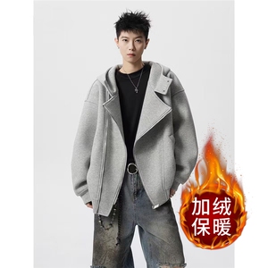 秋冬季加厚新款设计感纽扣连帽卫衣女慵懒宽松显瘦百搭长袖上衣