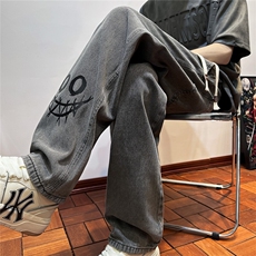 k1076-p48-控68现货宽松拉链cleanfit牛仔裤马丁靴黑暗，男装牛仔裤，星座116