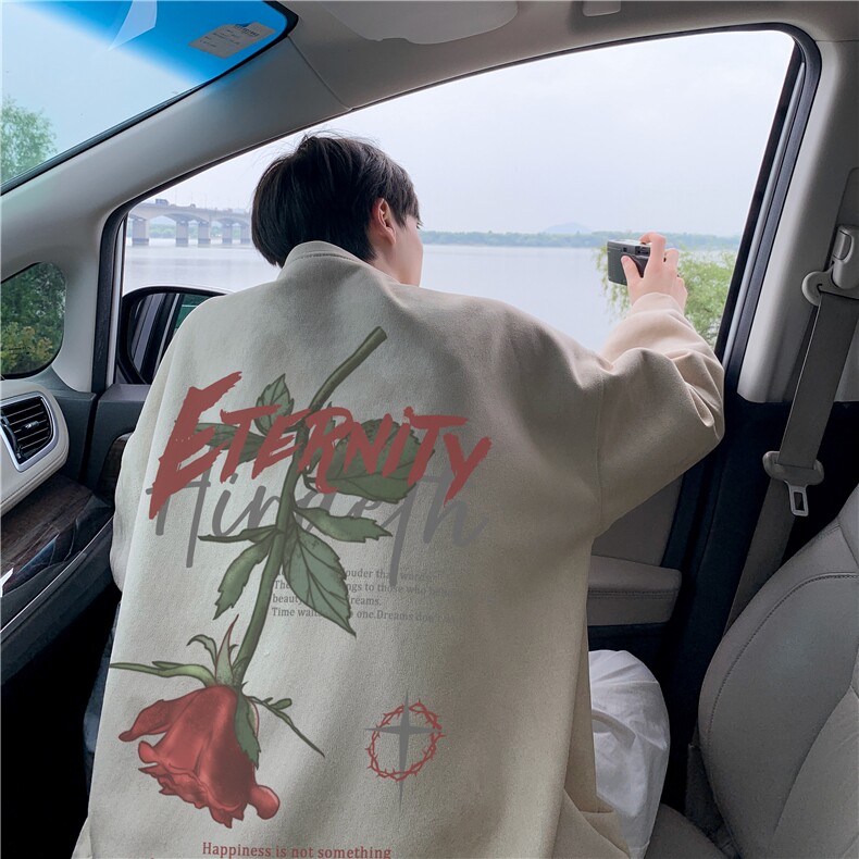 抖音得物高品质玫瑰印花麂皮绒宽松圆领卫衣wyjp5003-特p35控69,男装卫衣,星座605(原A050)