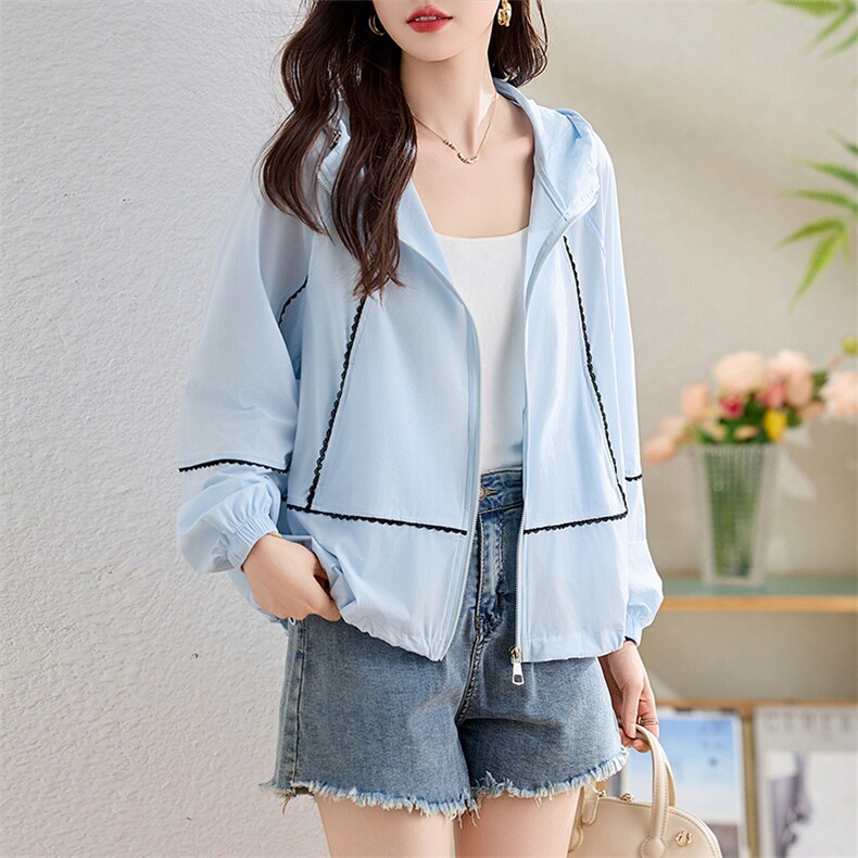 2025夏新款薄防晒衣服女韩版短款洋气小款外套百搭站欧洲ins潮,女装防晒衣,沐七七