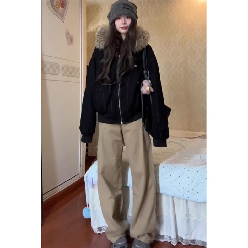 情侣毛领座山雕夹克棉服宽松外套加绒冬季保暖上衣G881特P110网图,男装夹克,电商B245