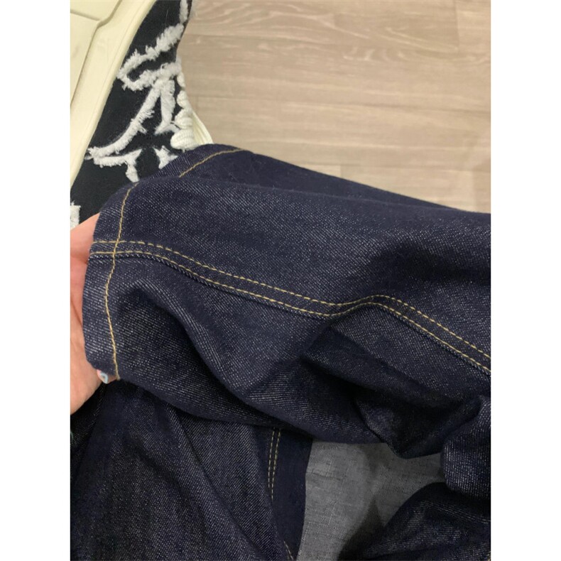 牛仔裤男夏季新款不规则设计感高腰显瘦直筒长裤 H065图片