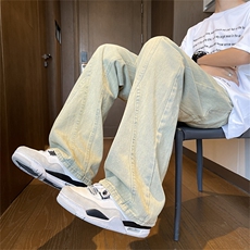 美式高街vibe裤子牛仔裤男直筒工装微喇裤N390-P46，男装牛仔裤，星座308B-2