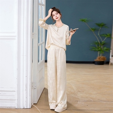 春夏重工气质高级感运动休闲原创设计刺绣新中式复古两件套，女装套装/套裙，梦依杭