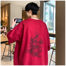 夏季高街龙年斑驳印花短袖T恤大码M~5XLXZ604-DT216-P25控39，男装T恤，星座604