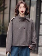 夹棉加厚复古大衣女宽松显瘦百搭年轻2025秋冬款时尚保暖外套，女装棉衣/棉服，靓衣阁