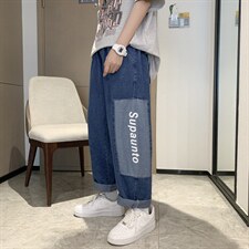 牛仔裤男生秋款ins潮牌直筒韩版潮流百搭工装阔腿裤子K1386-P40，男装休闲裤，星座512-4