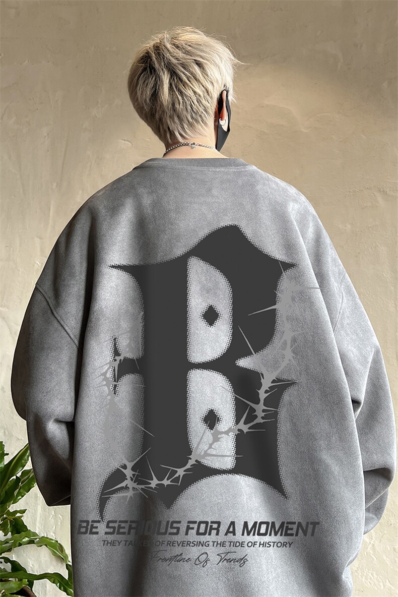 量大优可提供视频麂皮绒卫衣圆领HD019-1-LPYL4116-P30,男装卫衣,电商019-1