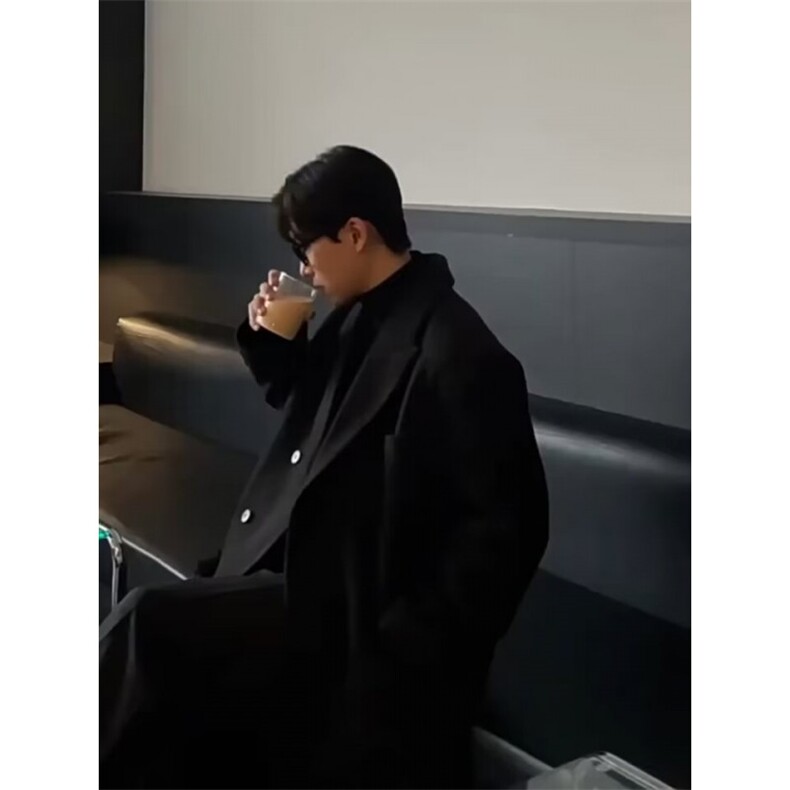 韩版炸街男港风ins痞帅潮流秋冬中长款夹棉毛呢外套YS1185-P107,男装毛呢大衣,星座1109-3