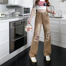 218-1-P50-CK1698新款时尚宽松破洞休闲裤，男装休闲裤，四季星座218-1