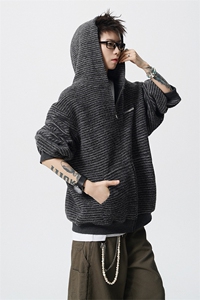 美式条纹连帽拉链设计卫衣无影墙S-XL开衫卫衣WY78109特P65控98图片