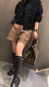 欧洲站2021秋季新款松紧腰双口袋休闲显瘦阔腿短裤图片