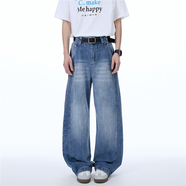 xz905-2-Z077#P65-（控98）美式高街阔腿水洗牛仔裤,男装牛仔裤,星座905-2