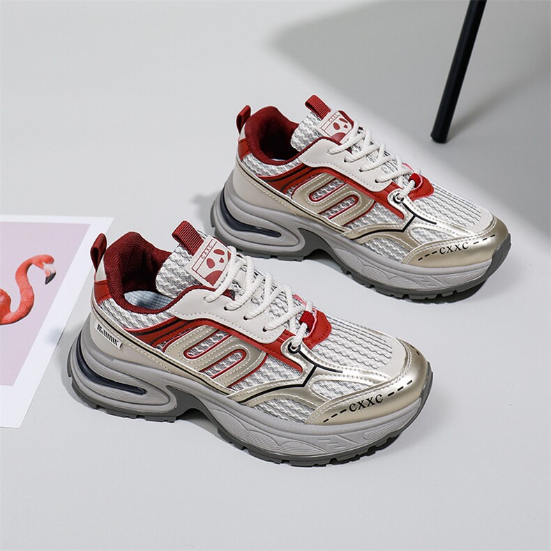 韩版镂空老爹鞋2025春季新款透气学生运动鞋增高休闲鞋女，女鞋休闲鞋，电商A223