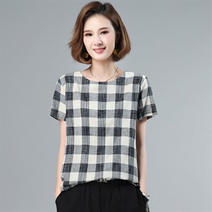 2021夏季新品纯棉衬衫女大格子时尚宽松大码上衣女图片