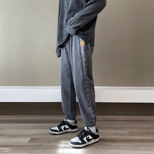 束脚牛仔裤男春夏季ins深蓝色青少年宽松哈伦S-3XL长裤K2141-P42，男装牛仔裤，星座512-2