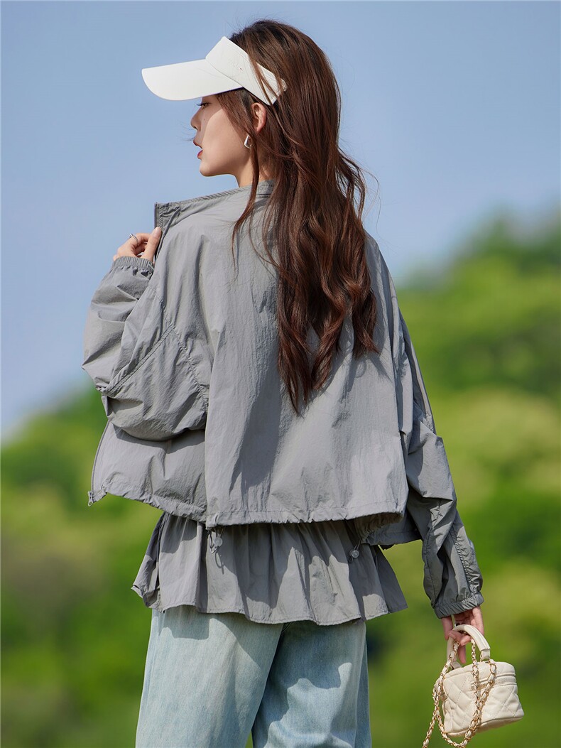 现货2026夏季新款时尚内搭拼接防晒衣两件套旅行户外短外套,女装防晒衣,靓衣阁