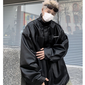 F139-P65 美式潮牌宽松机车服皮夹克2024新款飞行员皮衣外套男图片