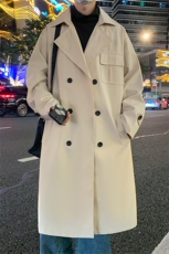 FY9081/P80秋装新款风衣外套男韩版中长款双排扣过膝男士宽松上衣，男装风衣，电商A141