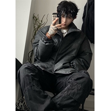 现货）档口图美拉德复古皮棉衣纯色立领加厚棉袄棉服7383-特P90，男装棉衣，星座1213