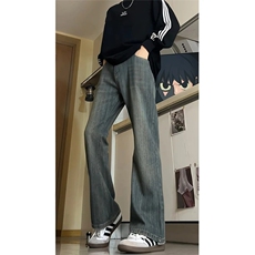复古蓝做旧竹节纹牛仔裤男款直筒牛仔裤A186-P43，男装牛仔裤，星座208-5