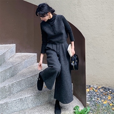 高级感轻熟风马甲打底衫阔腿裤套装女2025春季新款时尚显瘦三件套，女装套装/套裙，2C029