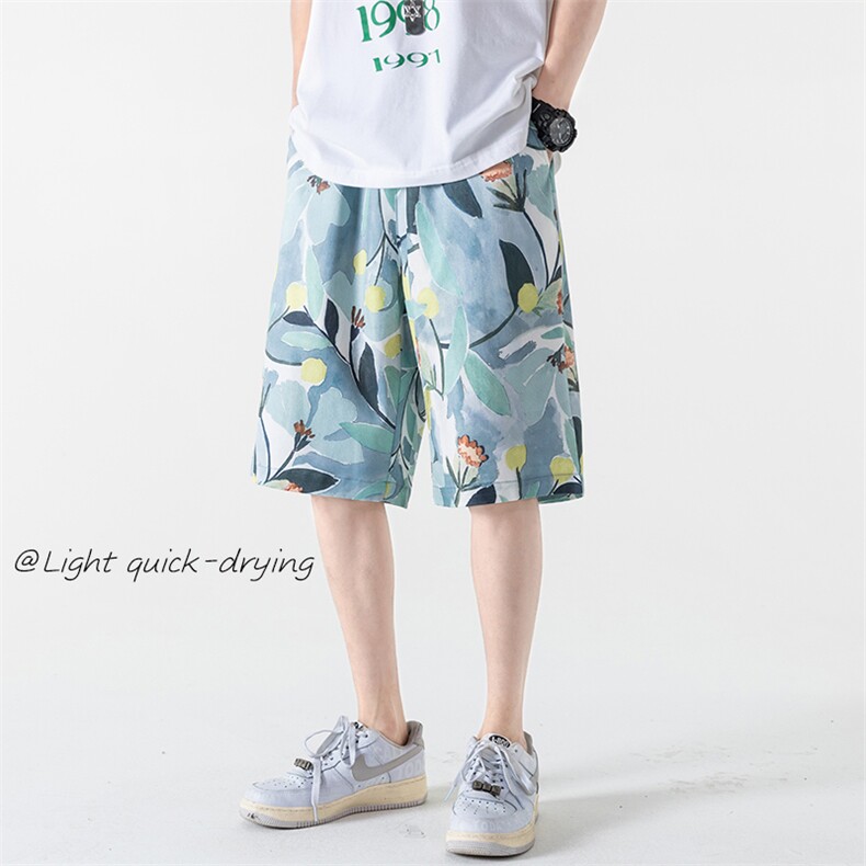 2023夏新款大码透气沙滩裤冰丝男女情侣休闲五分短裤DK28657-P25,男装休闲裤,电商A082