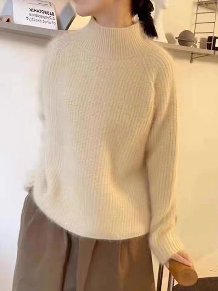 半高领女设计感麻花打底秋冬高级感超好看毛衣,针织衫/毛衣,半城羊绒