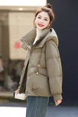 现货新款2023年韩版休闲连帽宽松新g标90白鸭绒短款羽绒服，女装羽绒服，采品优优