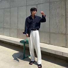 藏青色肌理面料男士长袖衬衫S141/P55控85，男装衬衫，电商A242