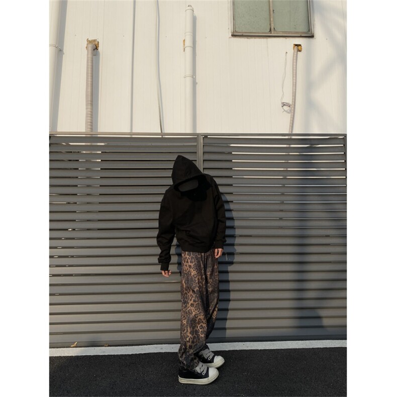 2024/豹纹裤休闲直筒阔腿宽松弯刀高街裤1005-3-SGA862-P55控78,男装休闲裤,星座1005-3