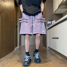 抖音品质潮流设计感宽松休闲麂皮绒五分裤B315-K24168-特p30控58，男装休闲裤，电商B315