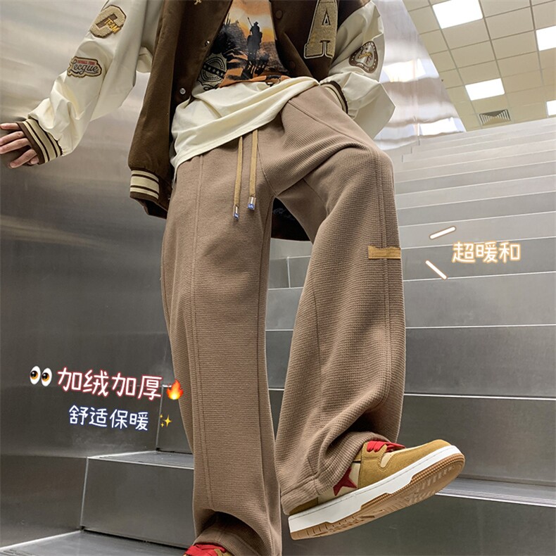 HD1391-TP45控价68-港风2024冬季新款百搭保暖卫裤男休闲潮流长裤,男装休闲裤,电商A102-1